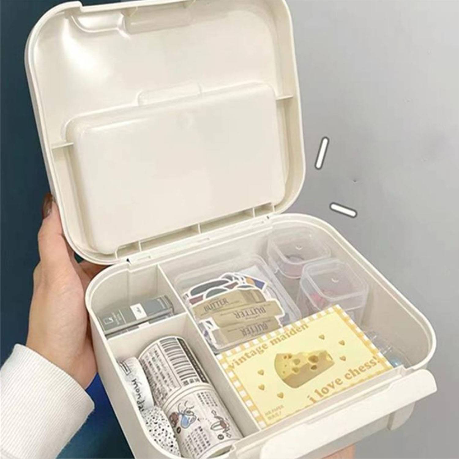 Multifunctional plastic student stationery storage box 5