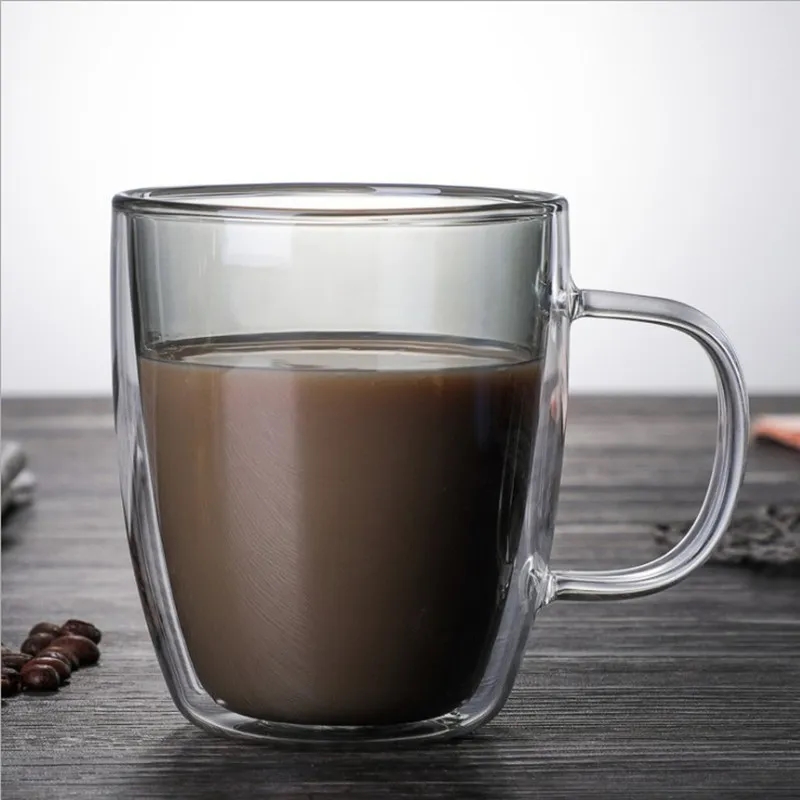 12 Oz Colored Double Walled Glass Coffee Mugs 2