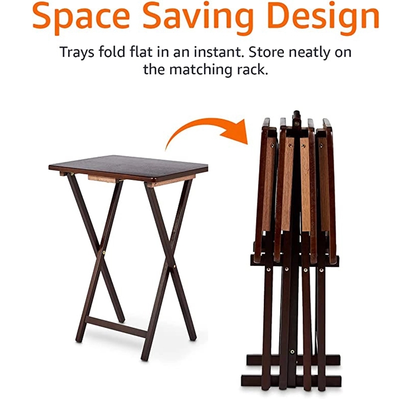 Basics Classic Tv Dinner Folding Trays With Storage Rack 1
