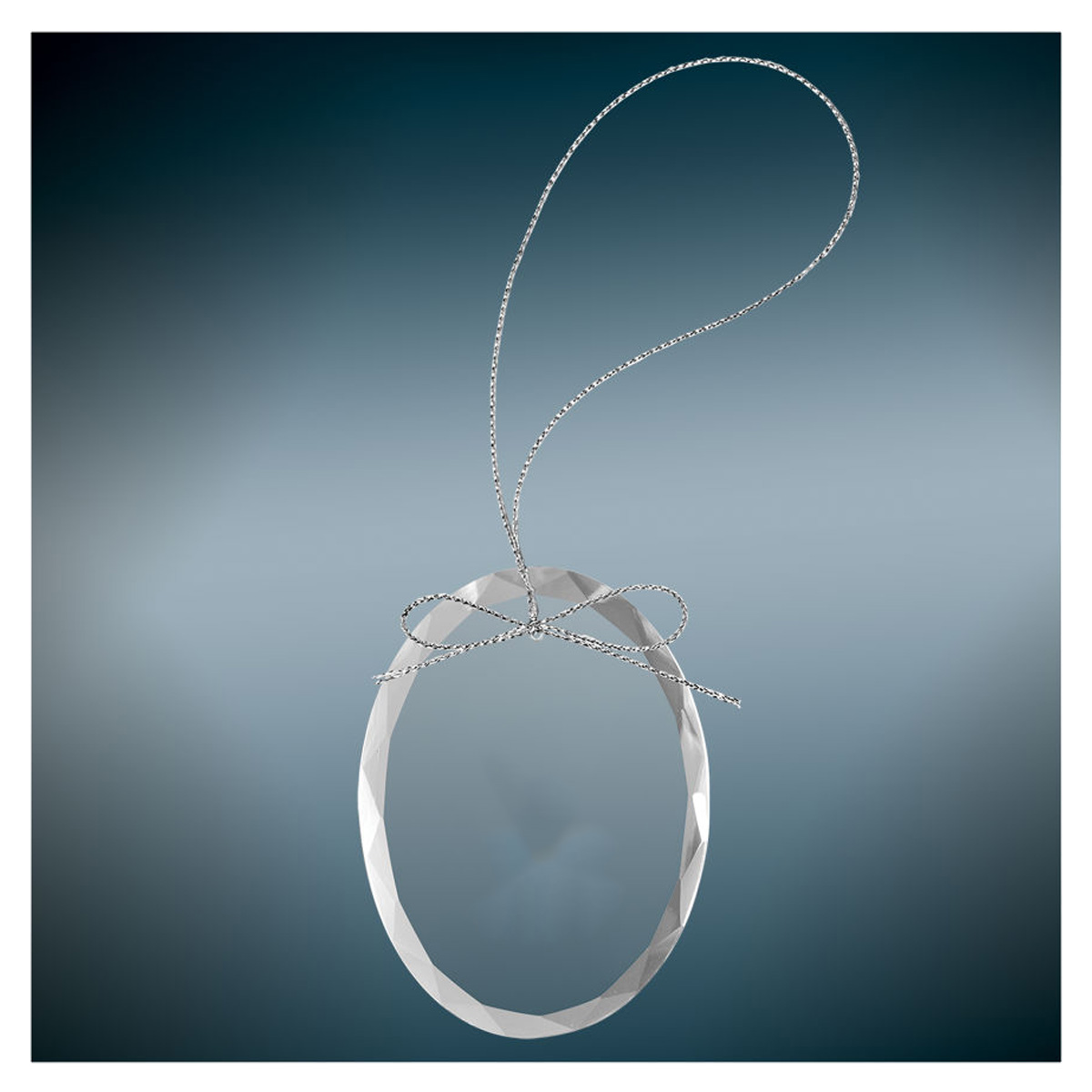 3 1/4" Oval Clear Glass Ornament 3