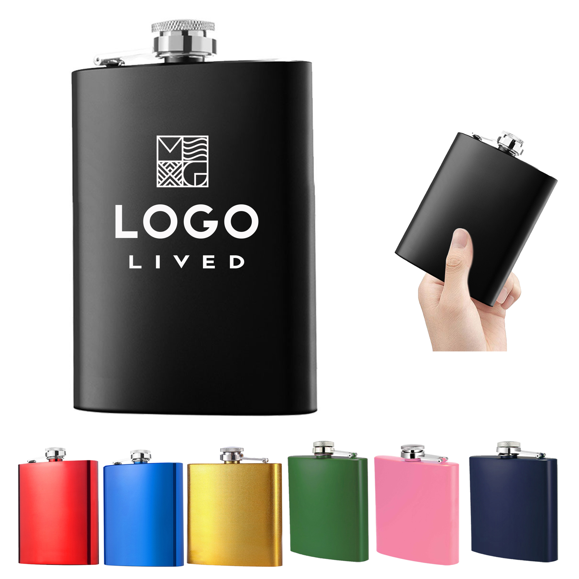 8oz Stainless Steel Wine Flask Flagon, custom water bottle with logo imprint 3