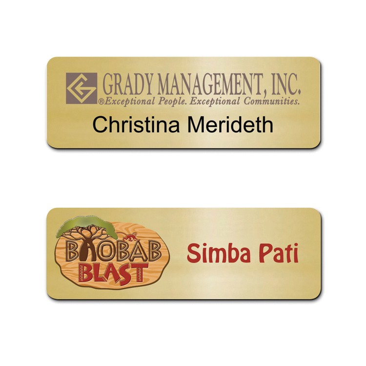 The Trojan full color brass name badge 1"x3" 1