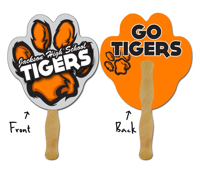 Hand Fan - 7.5x7.375 Paw Print Shaped Laminated - 14 pt. 3