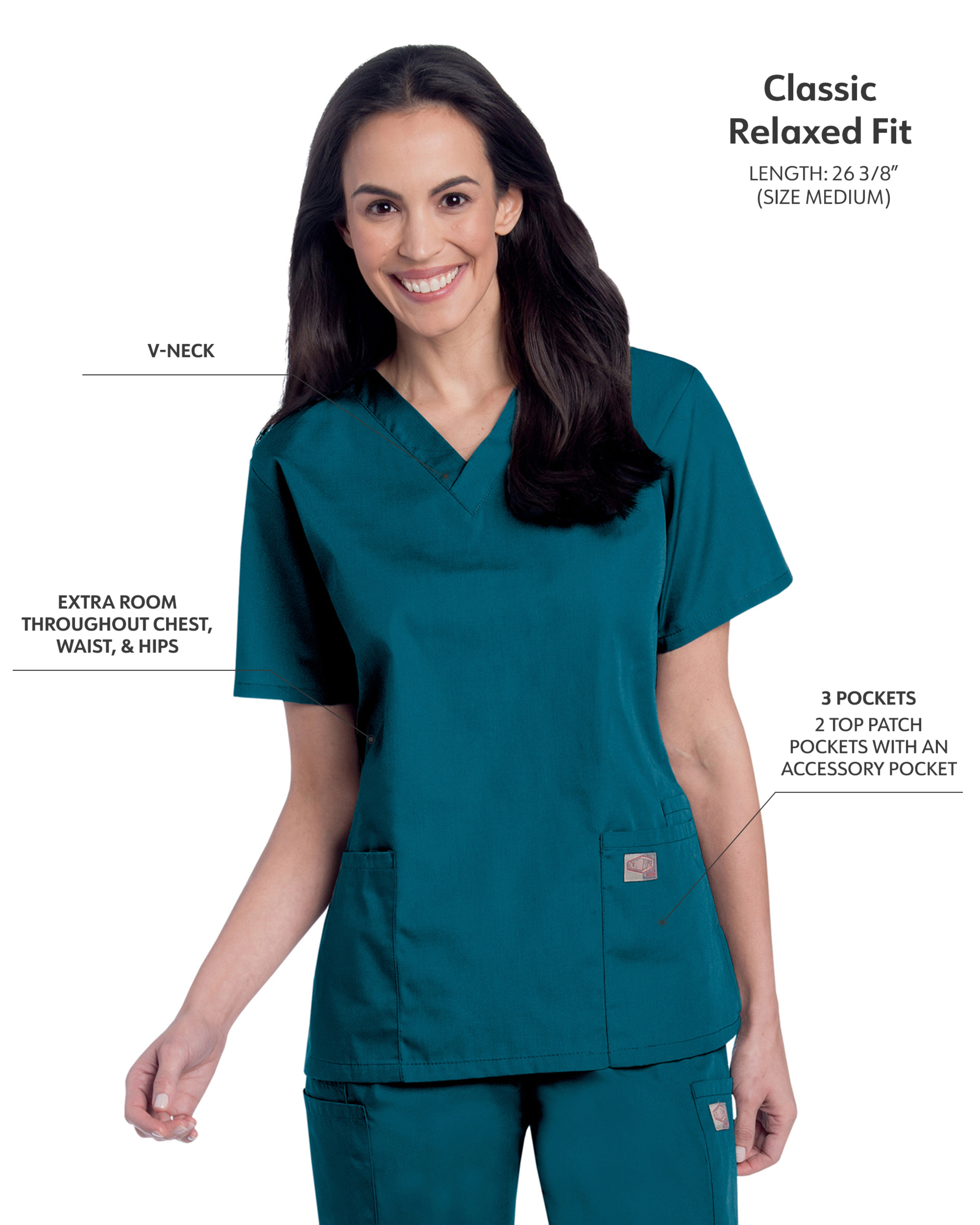 Landau - ScrubZone - Women's Three-Pocket Clean Back V-Neck Top 18