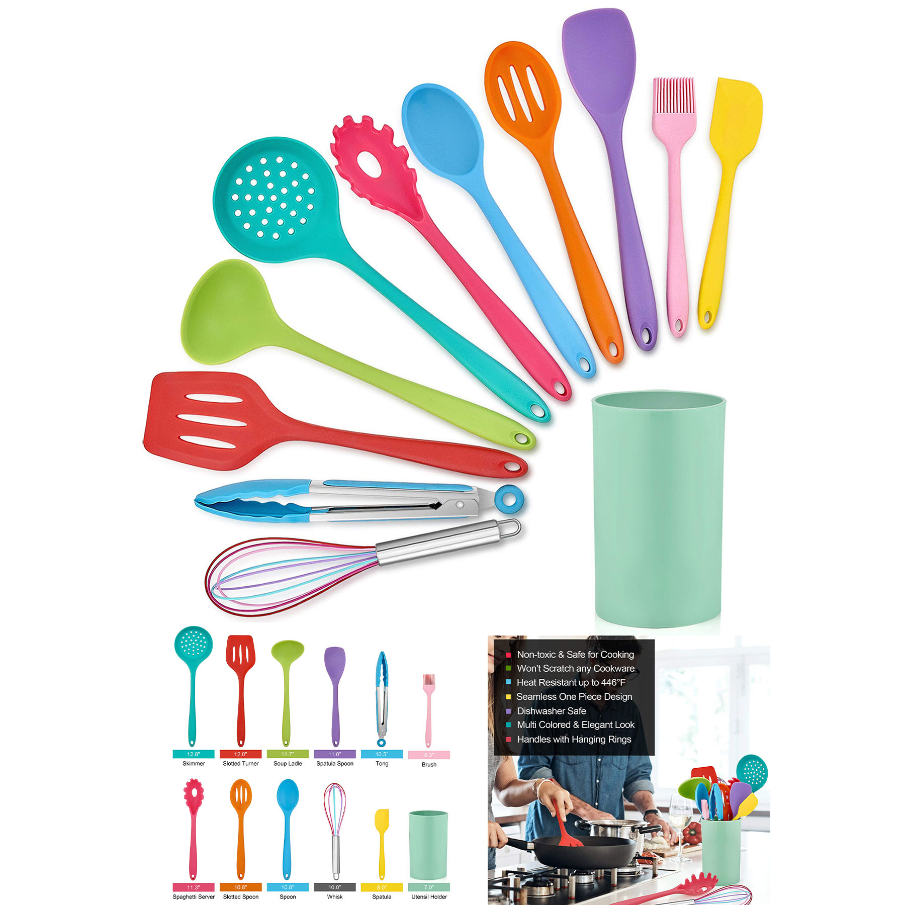 Silicone Kitchen Cooking Utensils 2