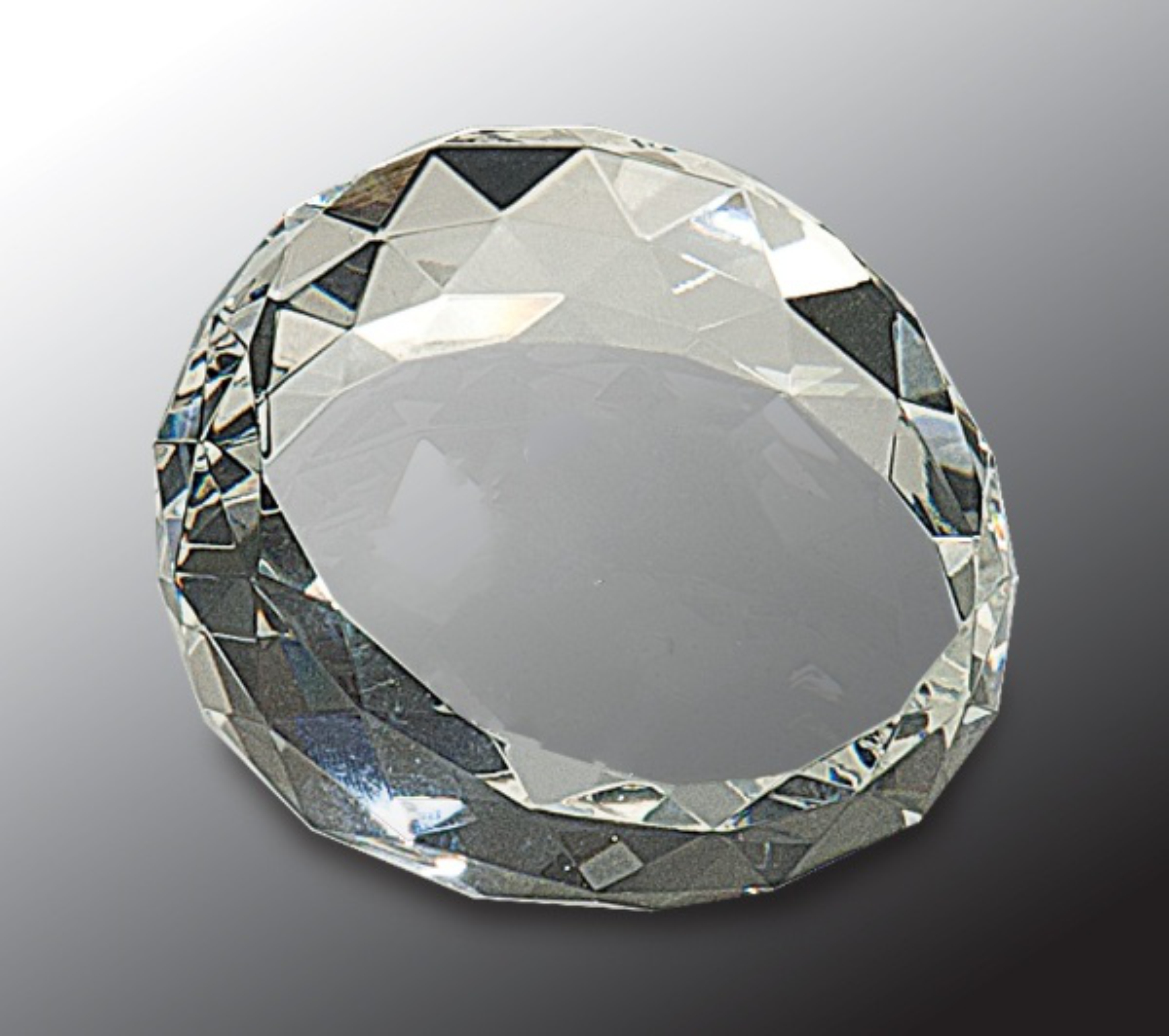 2 1/2" x 1 3/4" Clear Round Crystal Facet Paperweight Award 3