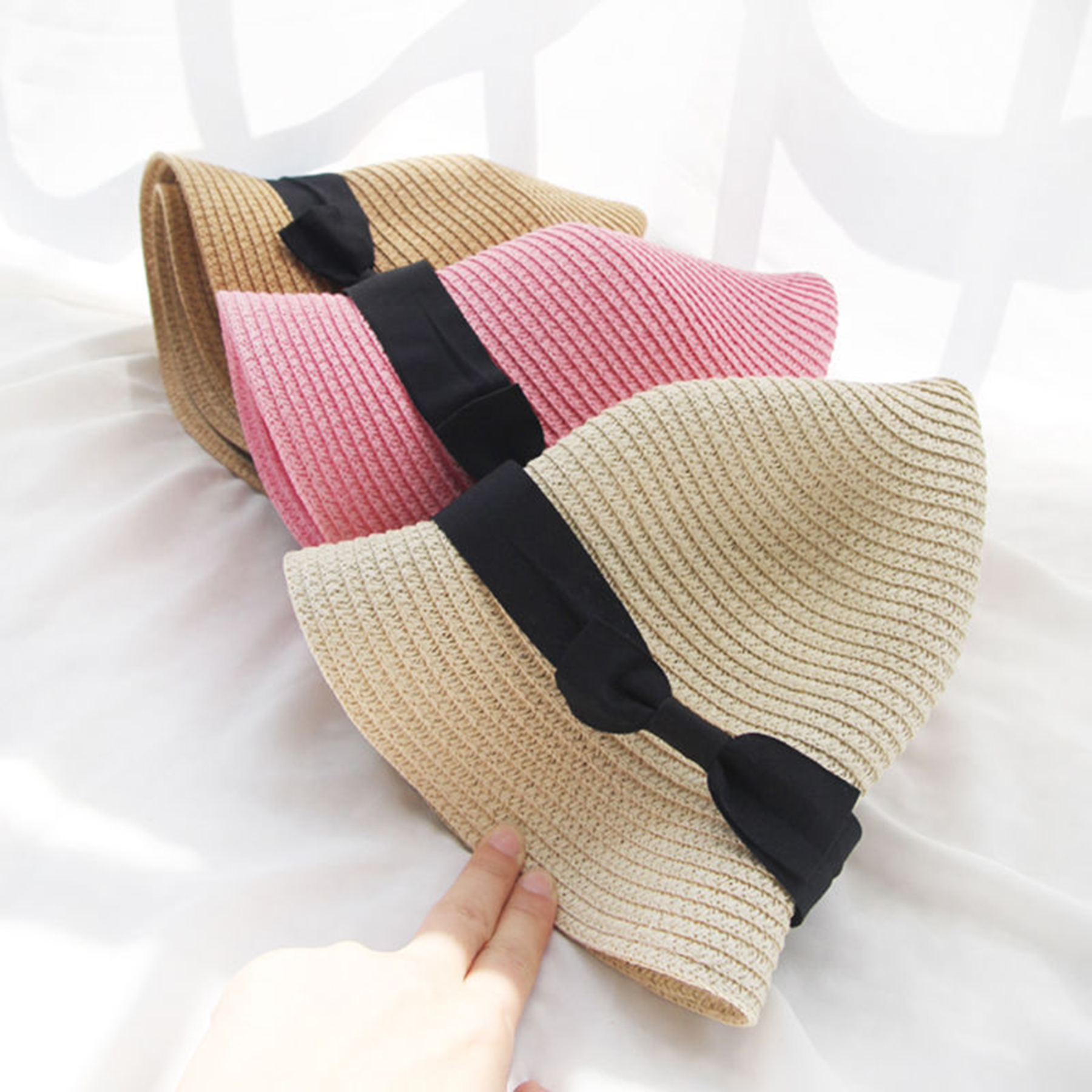 Foldable Wide Brim Floppy Girls Straw Hat 4
