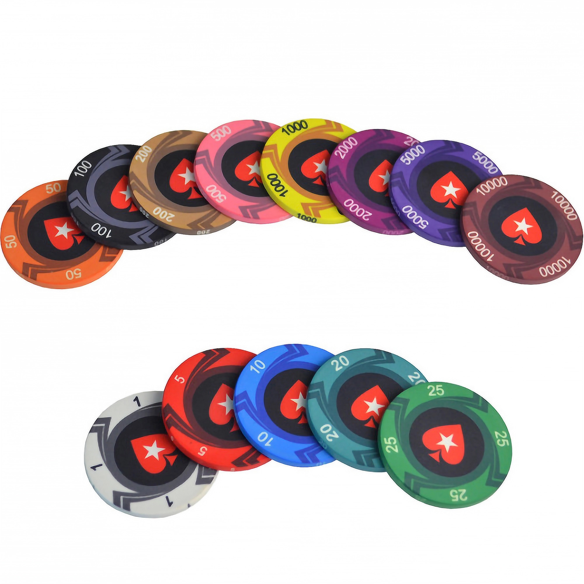 13.3g Full Collor Clay Poker Chip 1 3/4"Dia 6