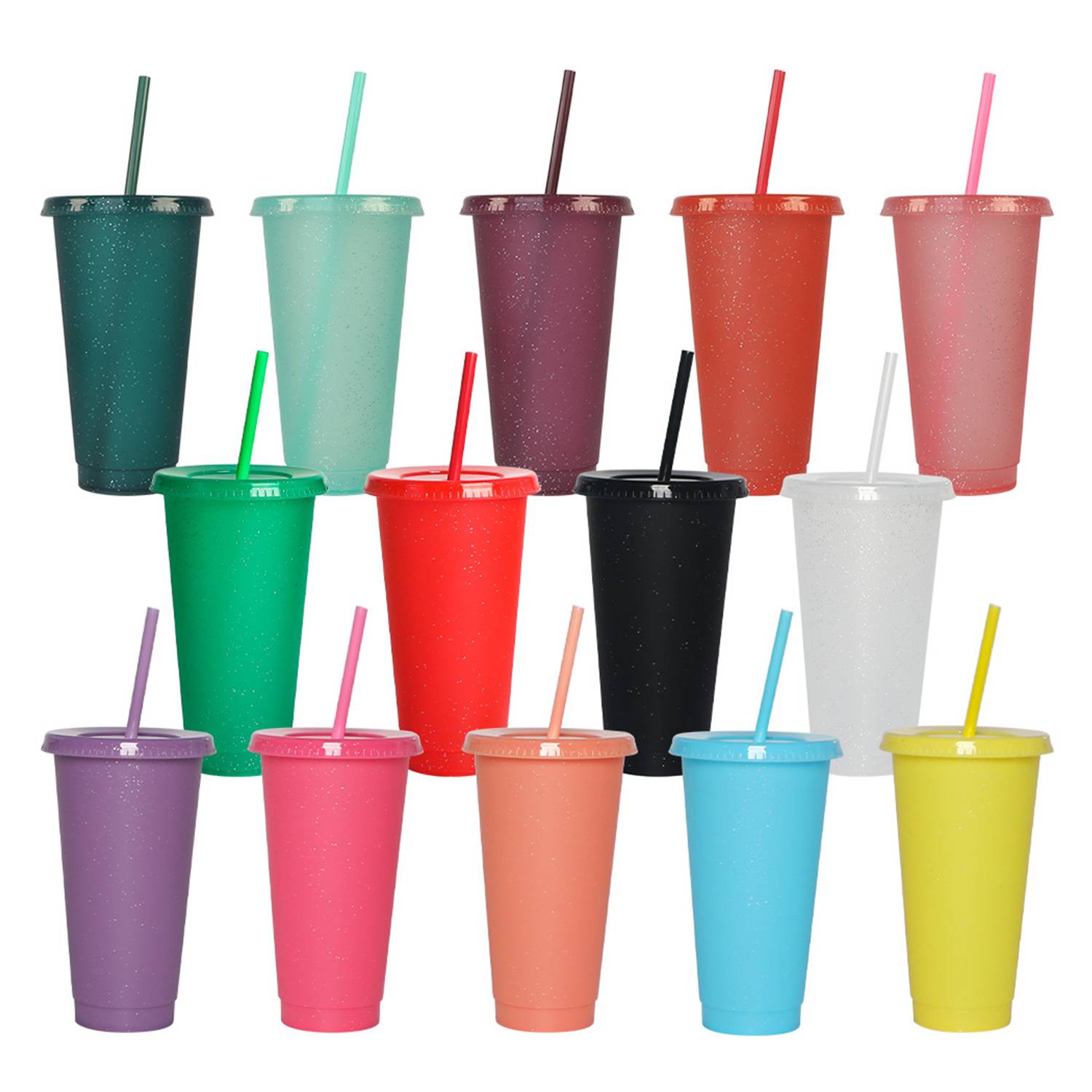 25 Oz Single-layer plastic water cup with shimmering glitter 4