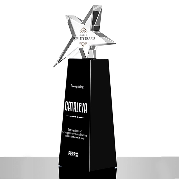 Standing star crystal Award-black base 2