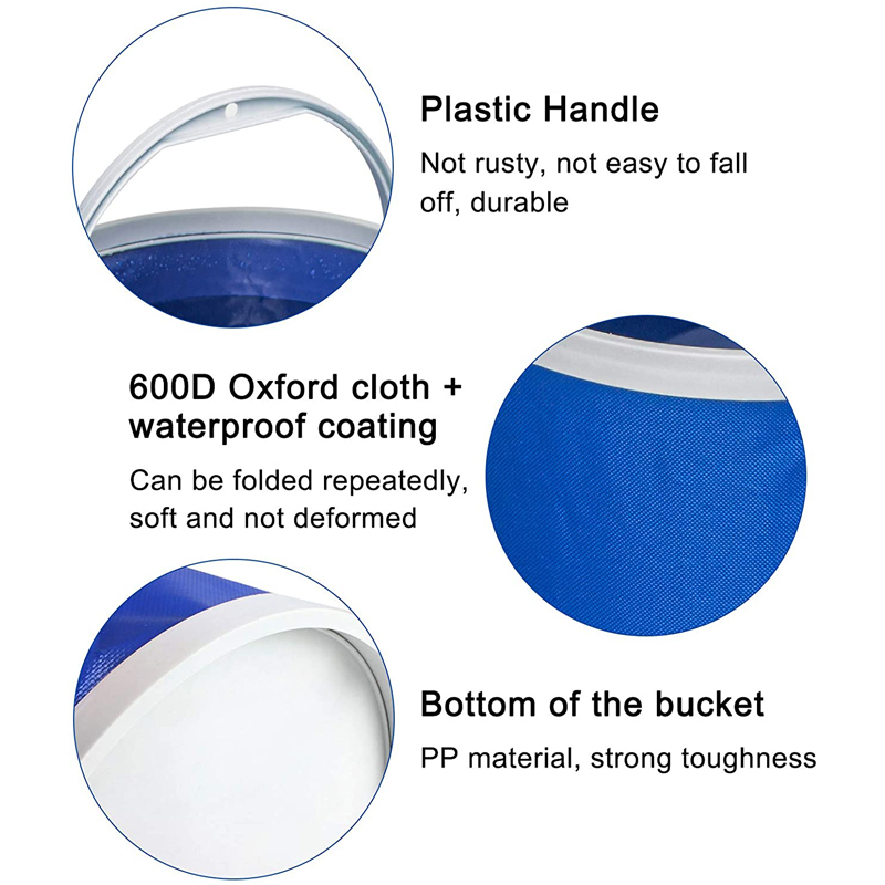 600D Oxford Durable Plastic Handle Foldable Bucket 5