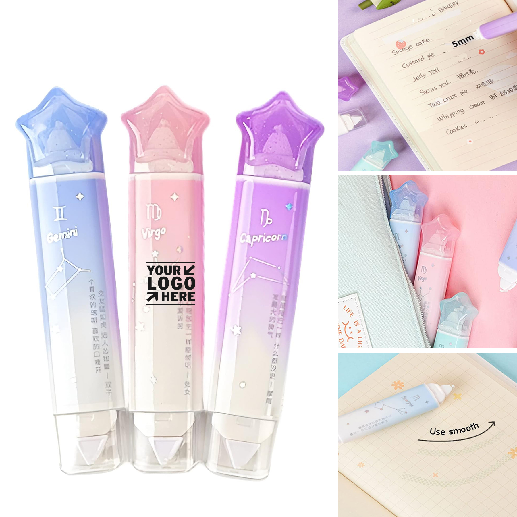 2 in 1 Cute Quick Dry Japan White Out Correction Double Sided Tape Roller With Permanent Adhesive 2