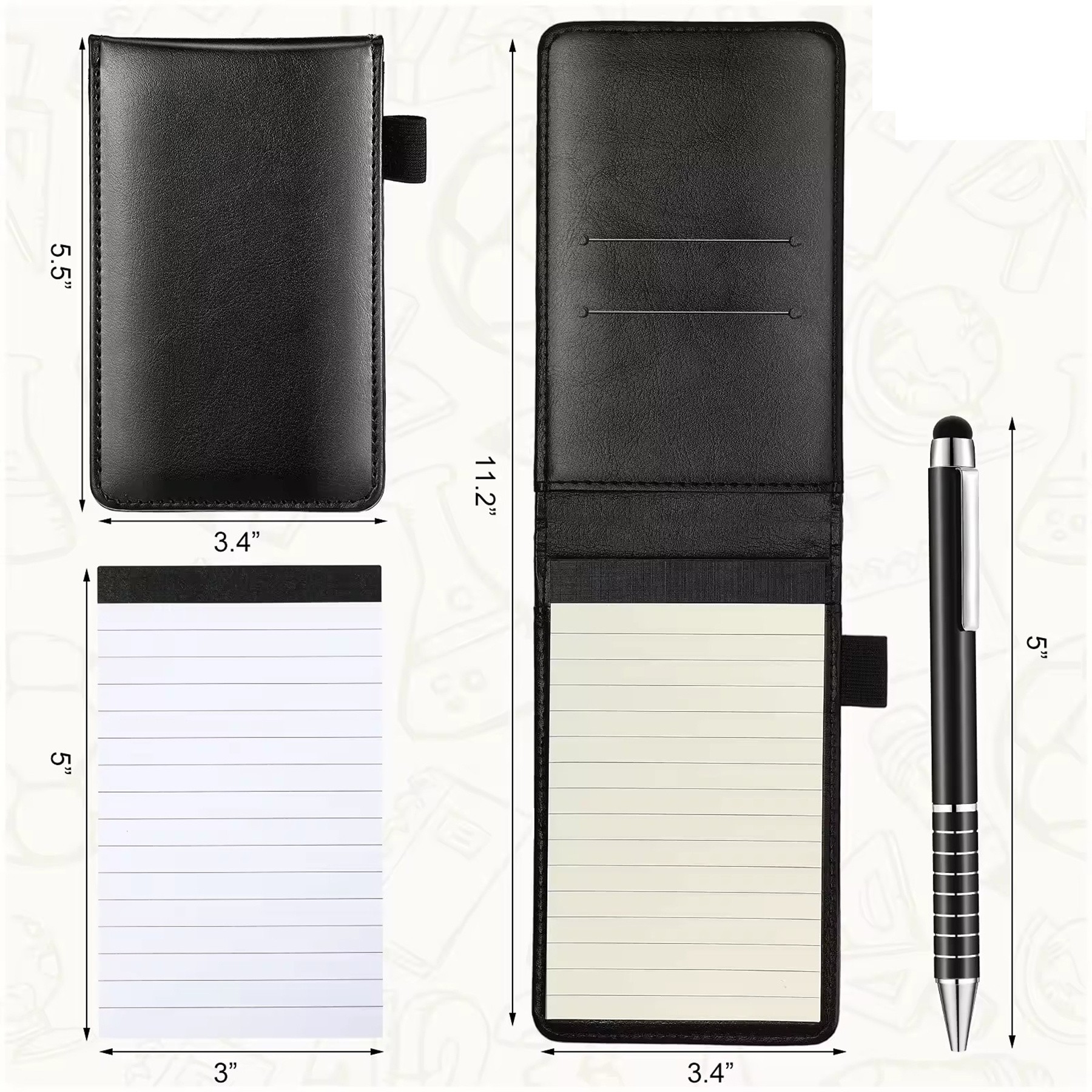 Mini Pocket Notepad Holder Set 6