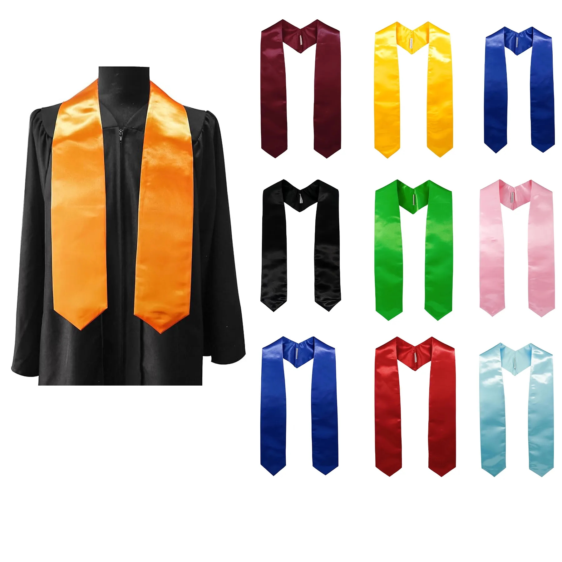 Unisex Adult Plain Graduation Stole 60"/72" 2