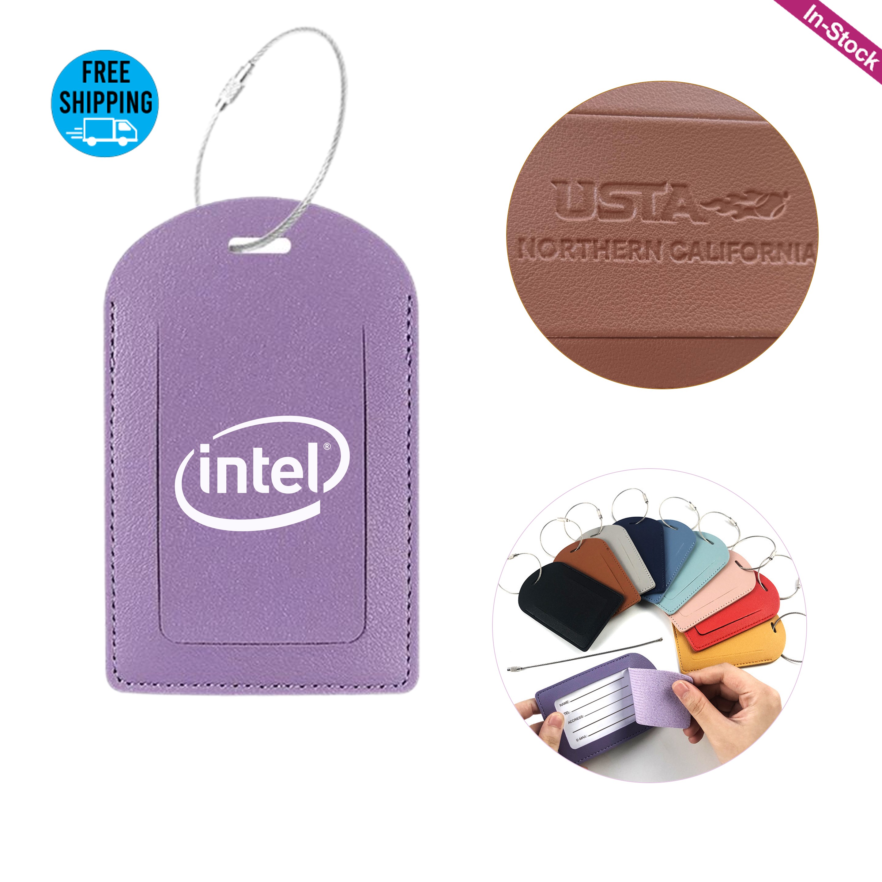 PU Leather Luggage Tags with Metal Loop 8