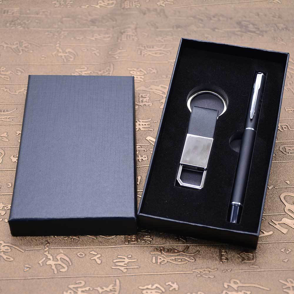 2-Piece Office Gift Set Metal Signature Pen and Key Chain 2