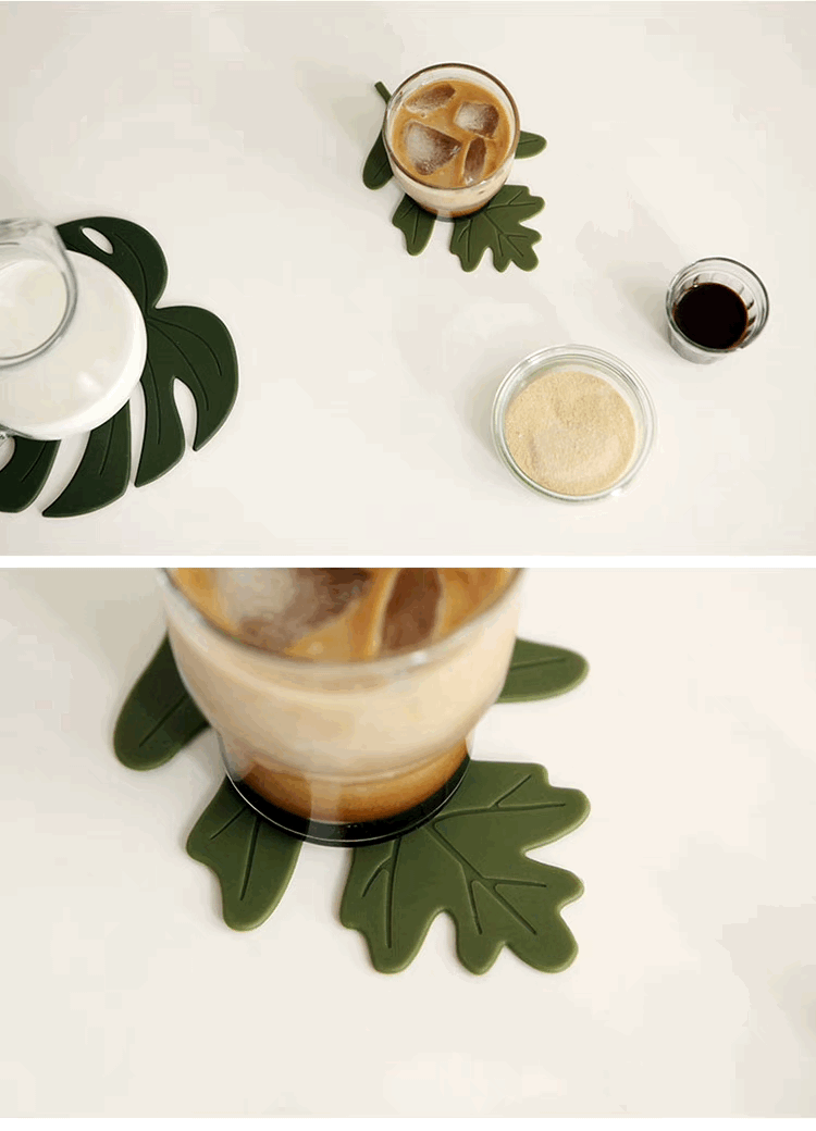 Green Oak Leaf Coasters 3