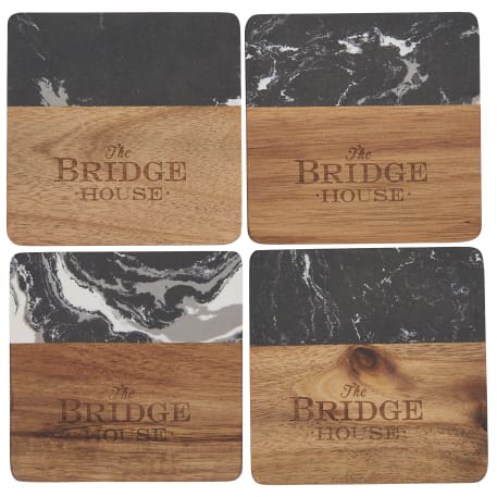 Black Marble and Wood Coaster Set 43