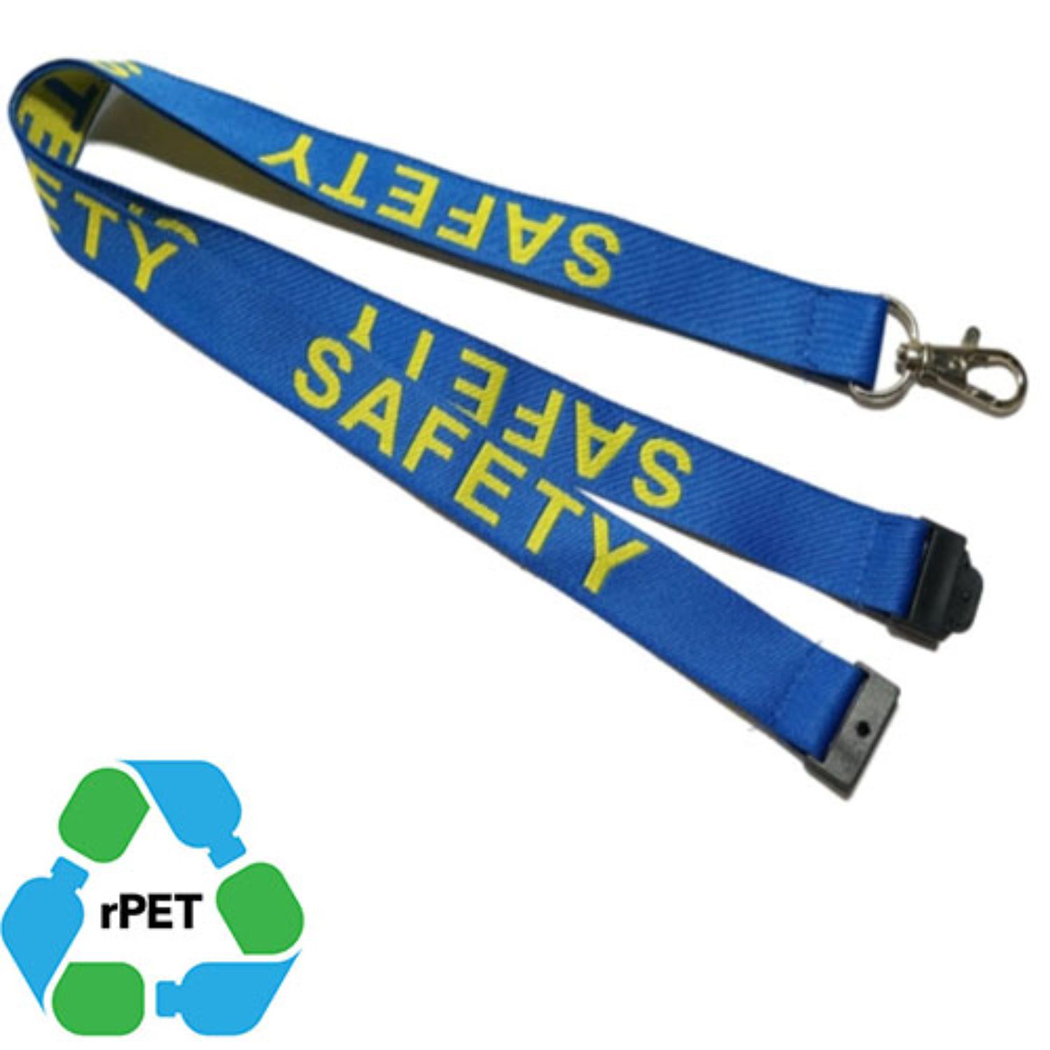 Eco-friendly Recycled PET Woven Lanyard w/ Safety Breakaway 4