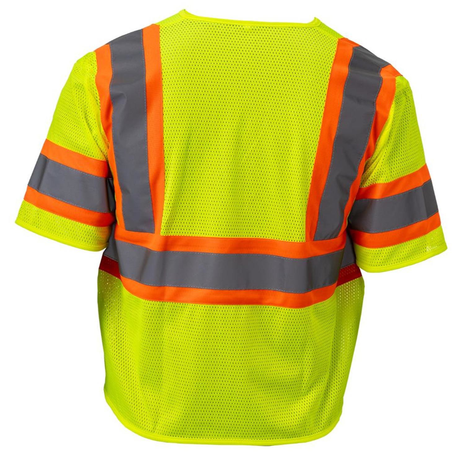 3.8oz. Polyester Class 3 Two Tone Reflective Safety Hook & Loop Vest With Pocket 2