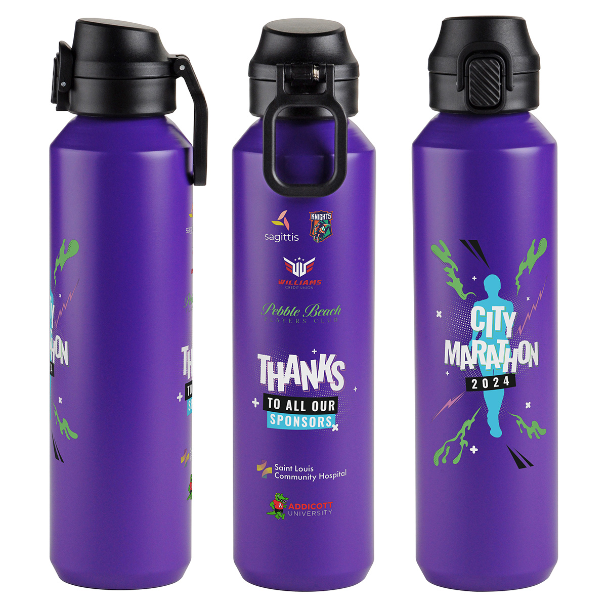 Nexus 27 oz Recycled Aluminum Bottle with Flip-Top Lid and Carabiner 58