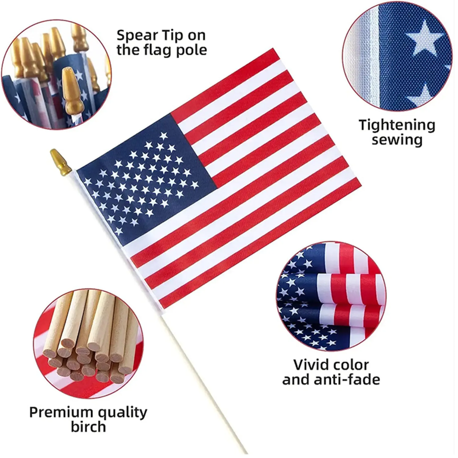 Wooden Pole Hand American Flag 2