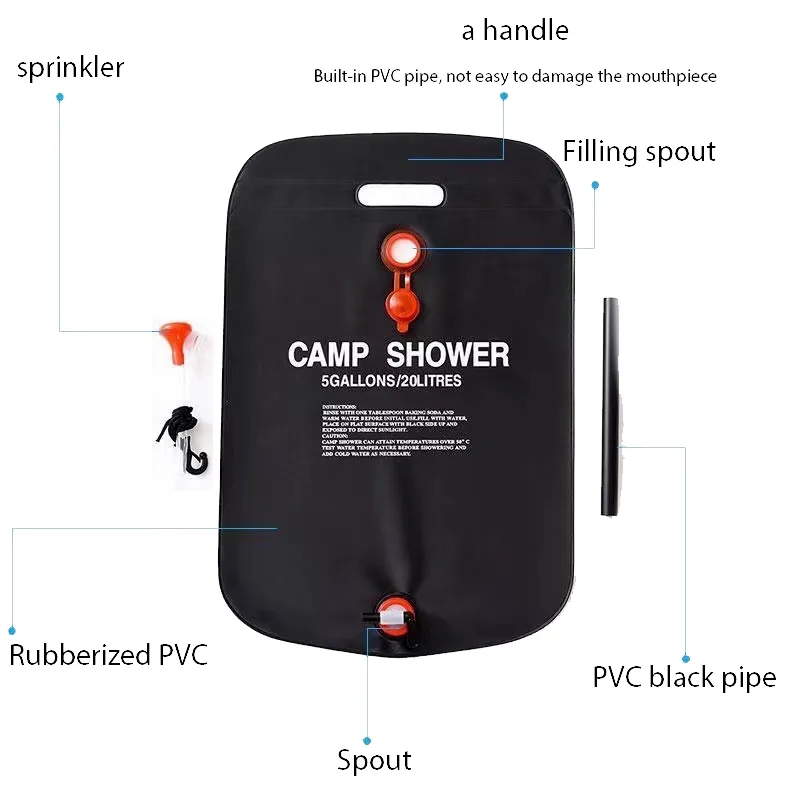 20L 5 Gallons Outdoor Solar Camping Bathing Bag MOQ 100PCS 1