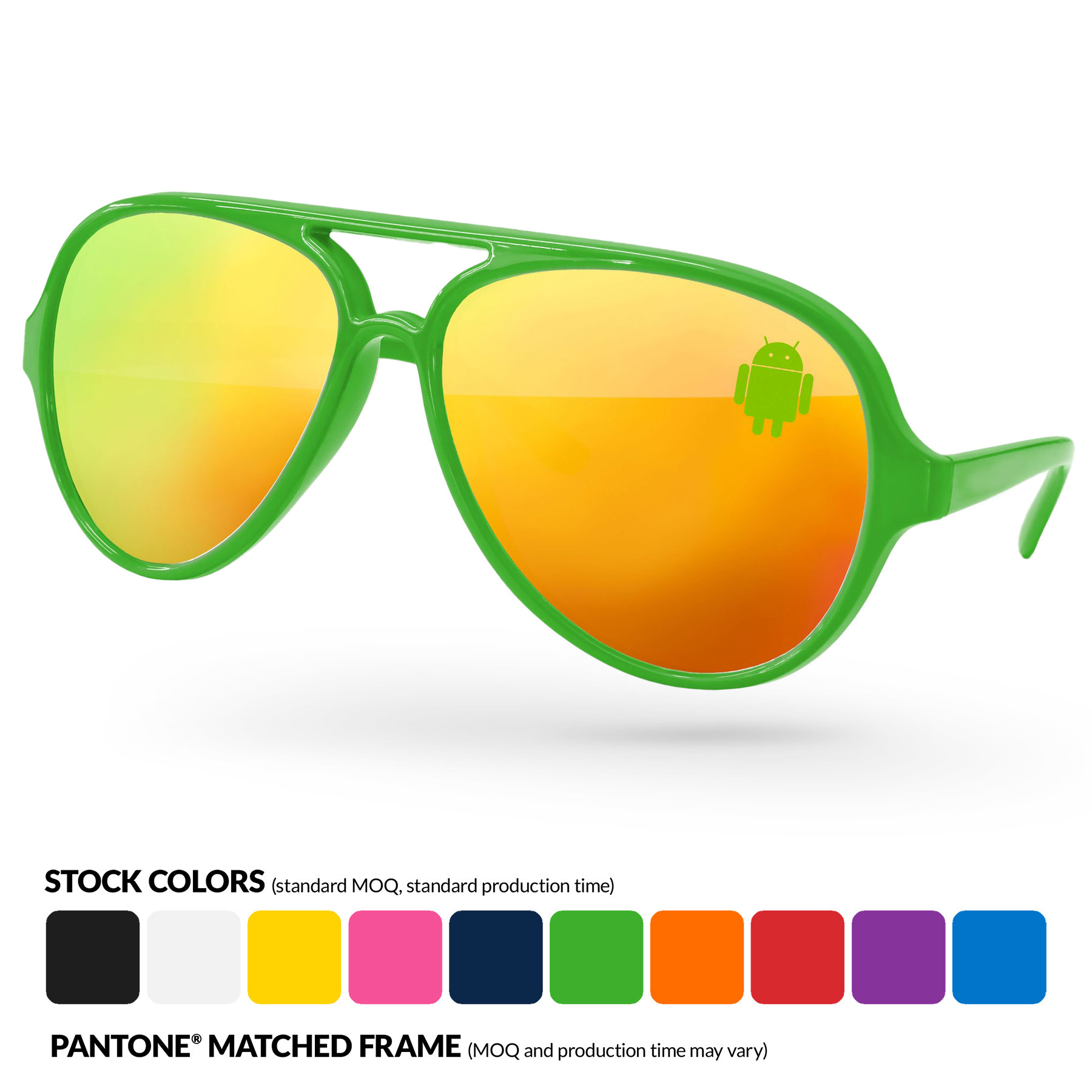 Aviator Sport Mirror Sunglasses w/ Corner Lens Imprint 14