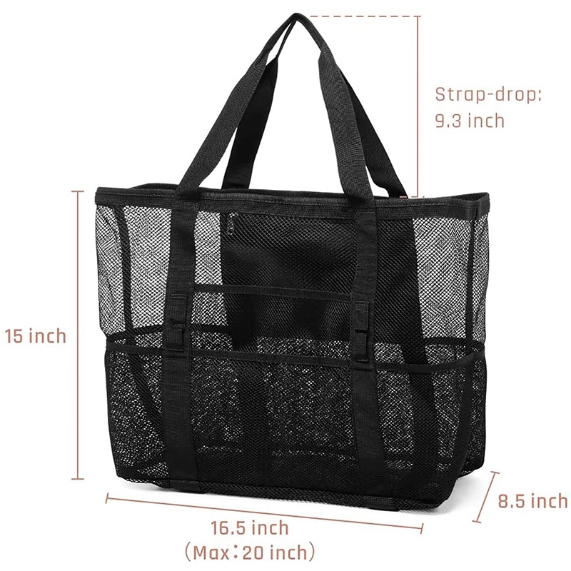 Large Capacity Mesh Beach Bag with 9 Pockets 11