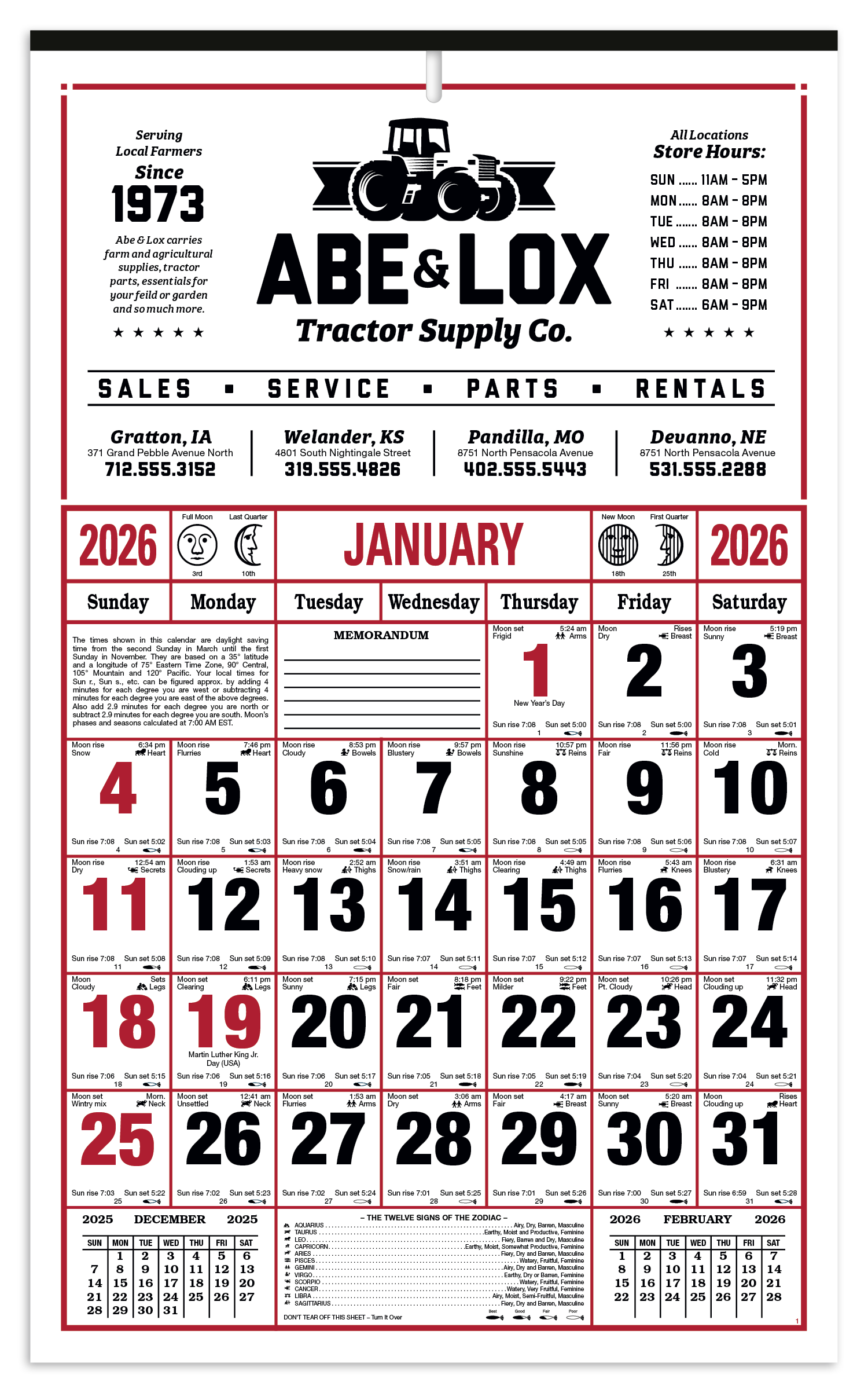 Skinner & Kennedy® 8-Sheet Almanac Calendar 35