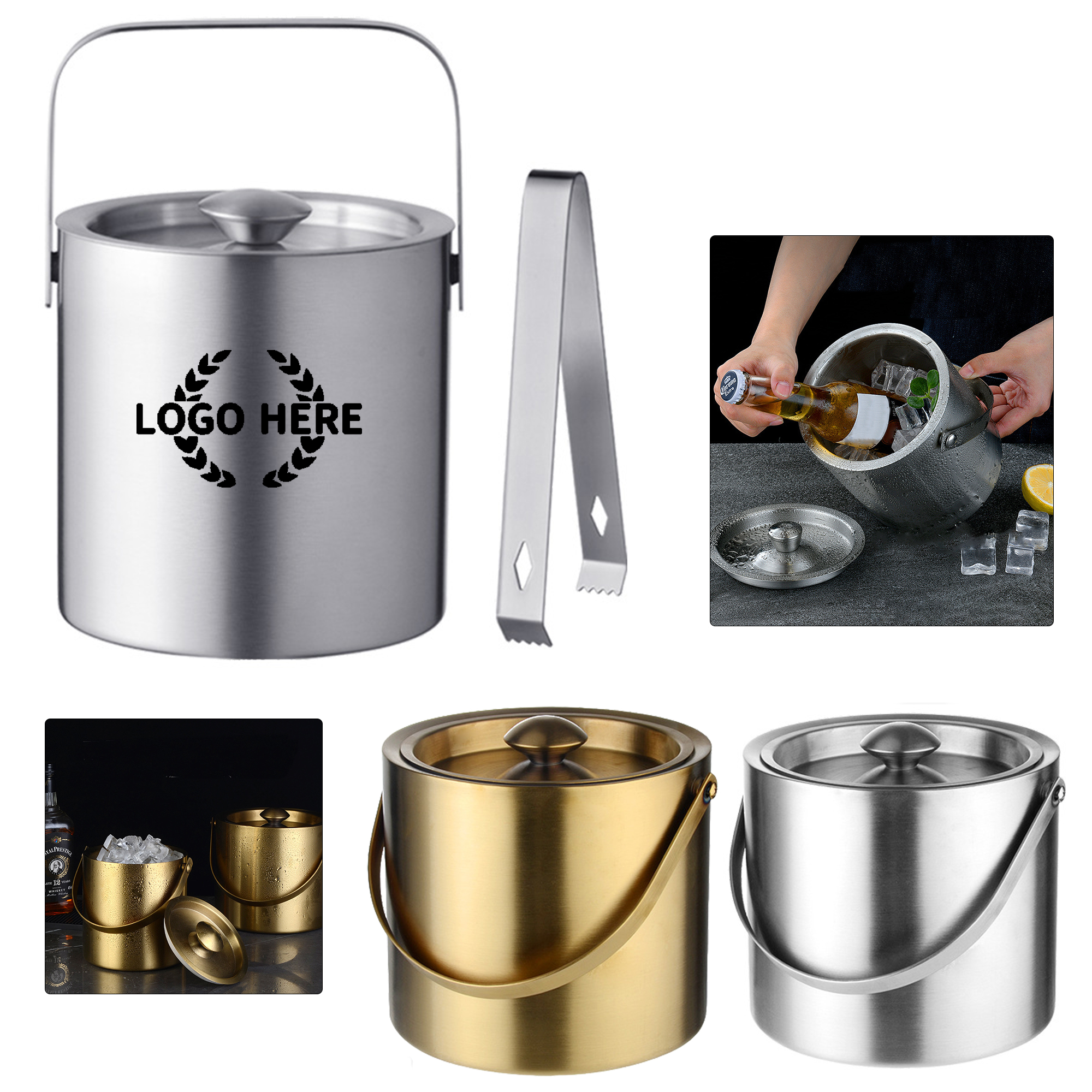 Stainless Steel Ice Cooler Bucket With Clamp 2