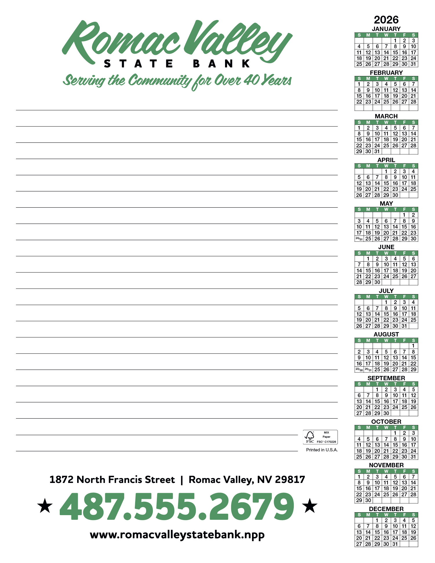 Skinner & Kennedy® Scratch Pad Calendar 59