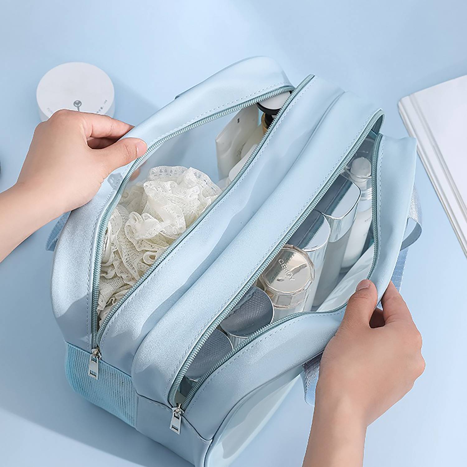Waterproof Frosted PVC Toiletry Bag w/ Double Layer Design 4