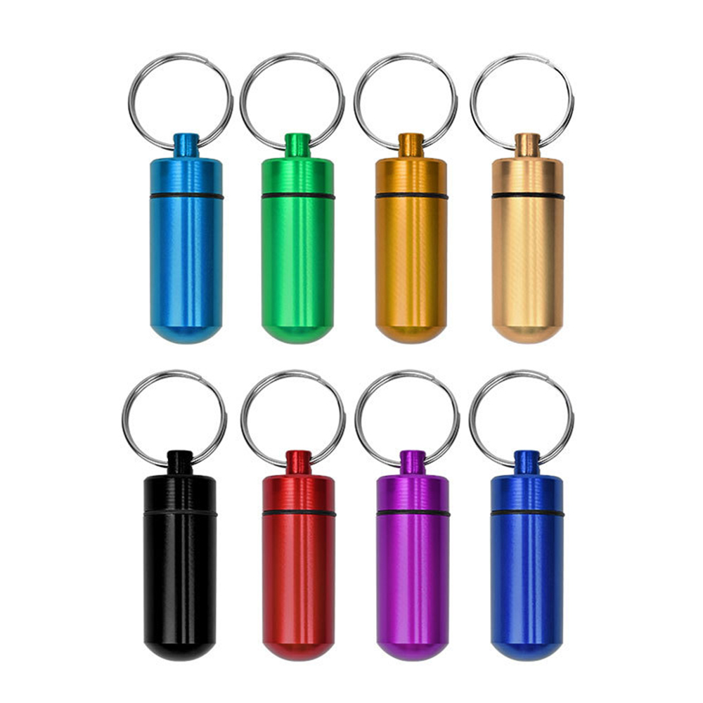 Aluminum Metal Pill Box Case Organizer With Keychain 3
