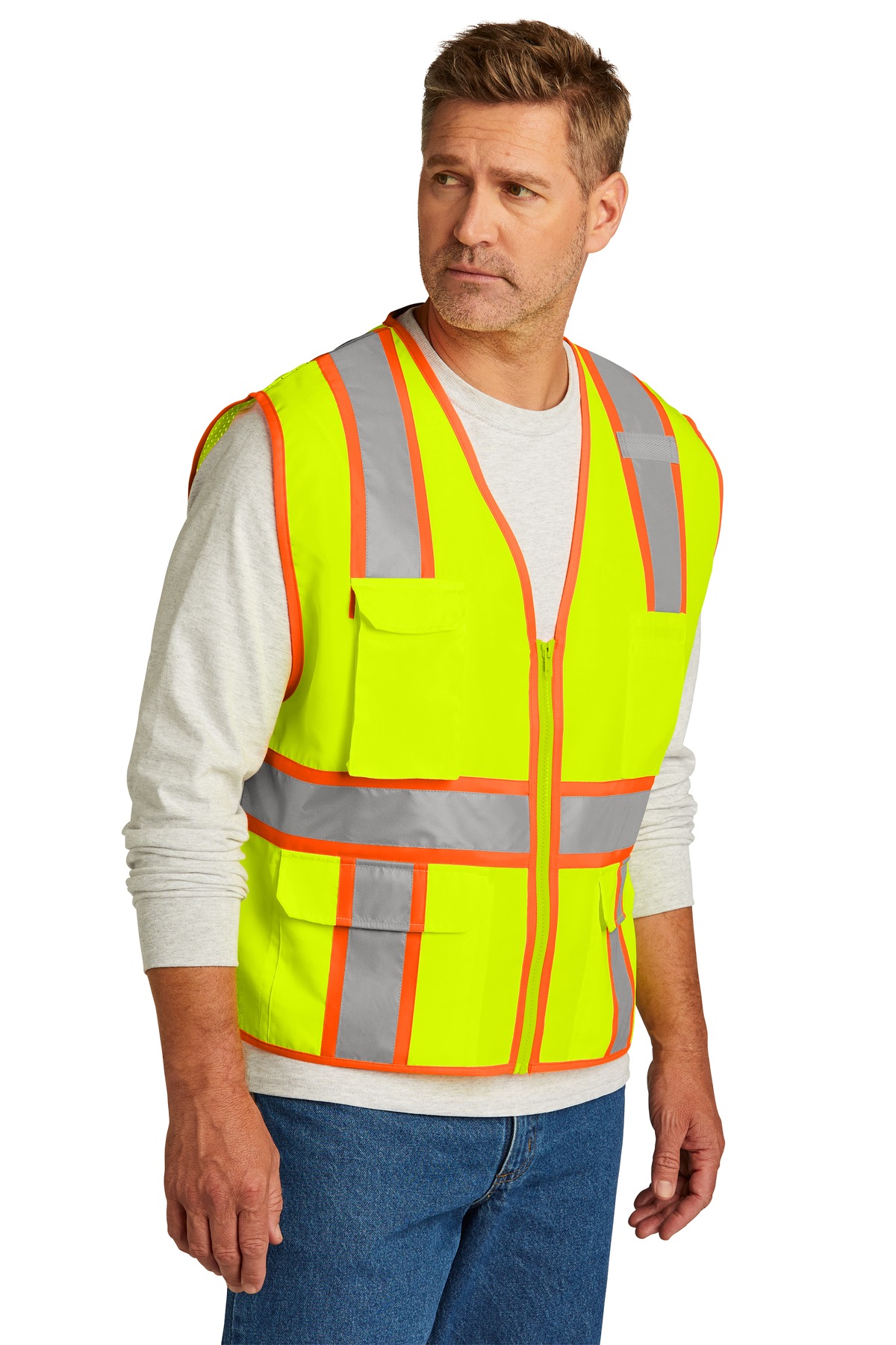 CornerStone ANSI 107 Class 2 Surveyor Zippered Two-Tone Vest. CSV105 3