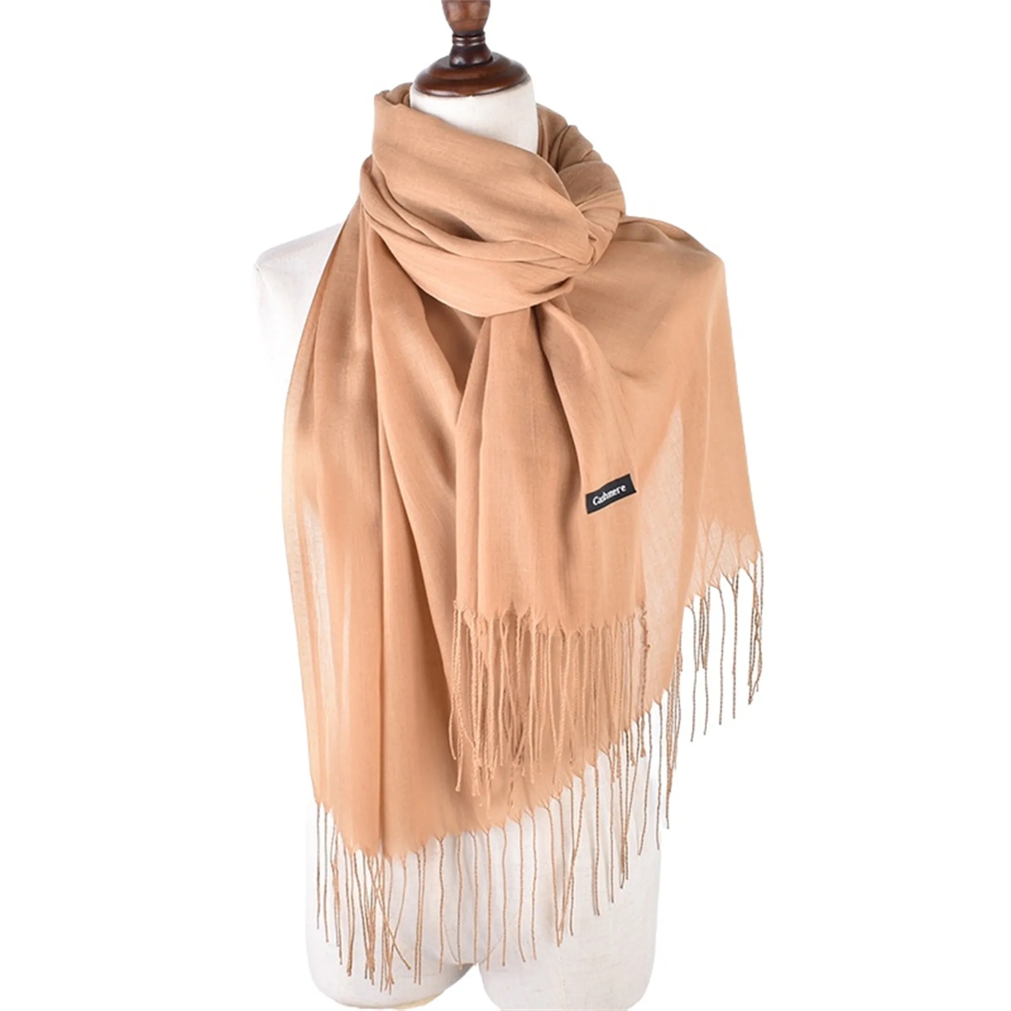 Soft Cashmere Winter Scarf With Fringes 7