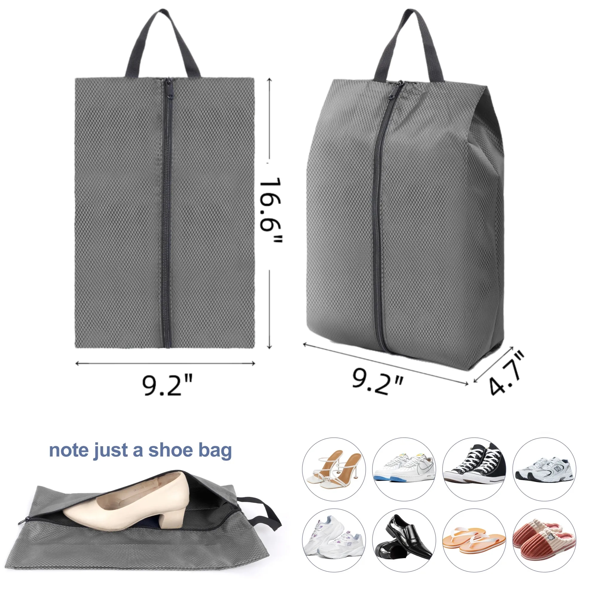 Waterproof Diamond-Lattice Nylon Handheld Shoe Storage Bag 3