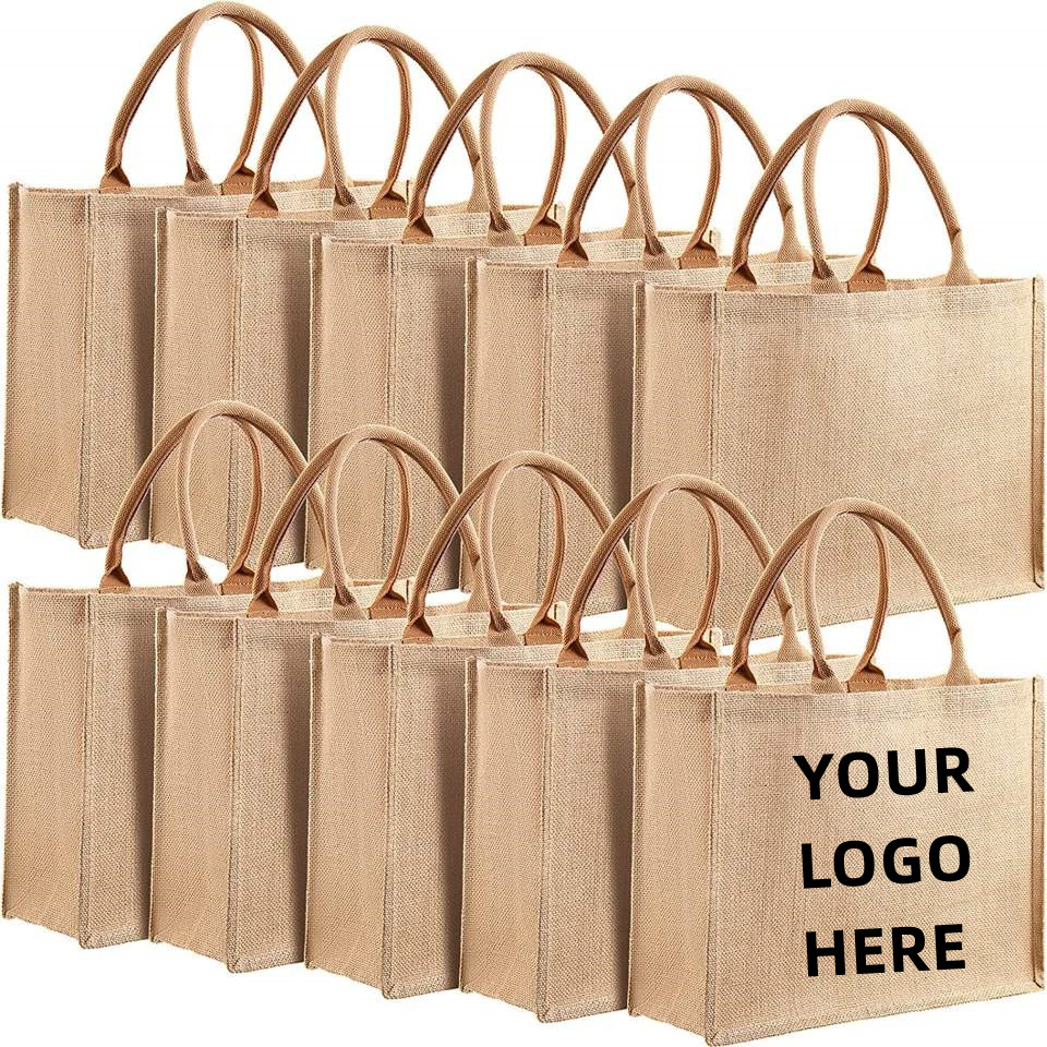 Large Natural Jute Tote Bag, custom tote bag with logo imprint 3