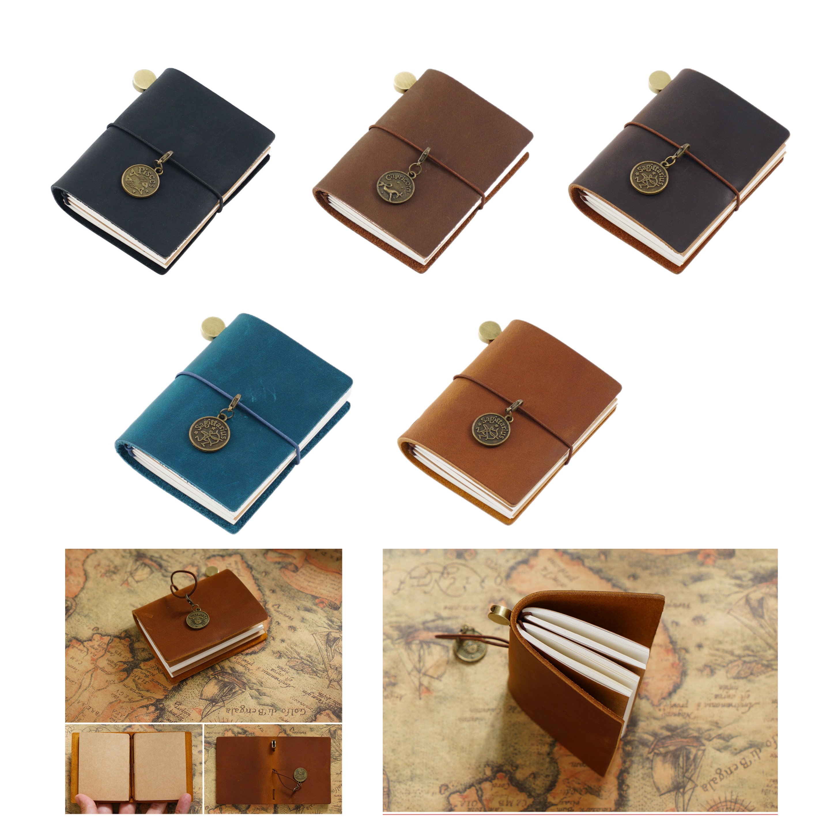 Mini Genuine Leather Cover Journal Notebook(2.68"x3.35") 5