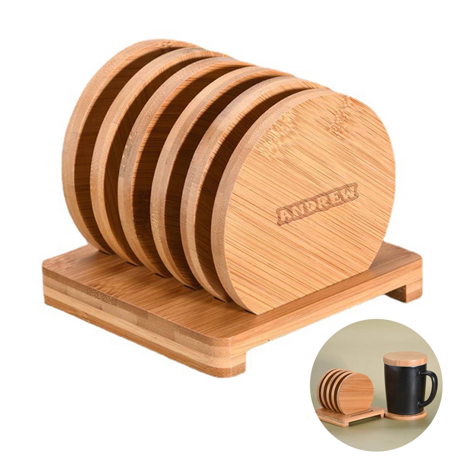 Bamboo Coaster Set 2