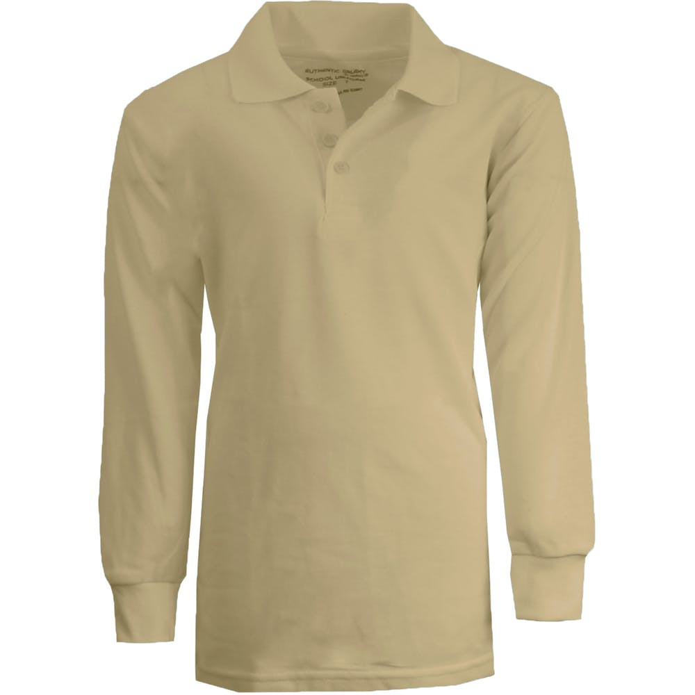 Boys' Uniform Polo Shirts - Sizes 4 - 7 Khaki Long Sleeve 2