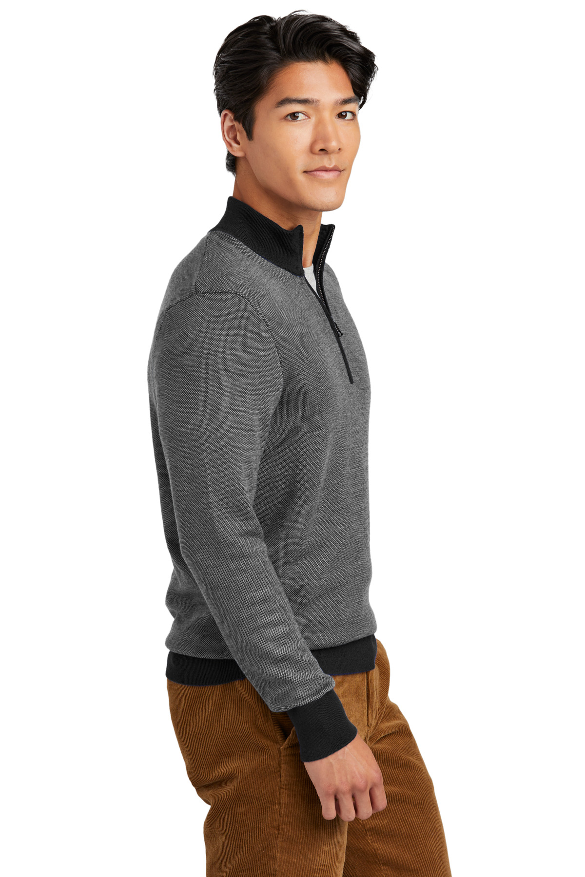 Brooks Brothers Washable Merino Birdseye 1/4-Zip Sweater BB18412 12