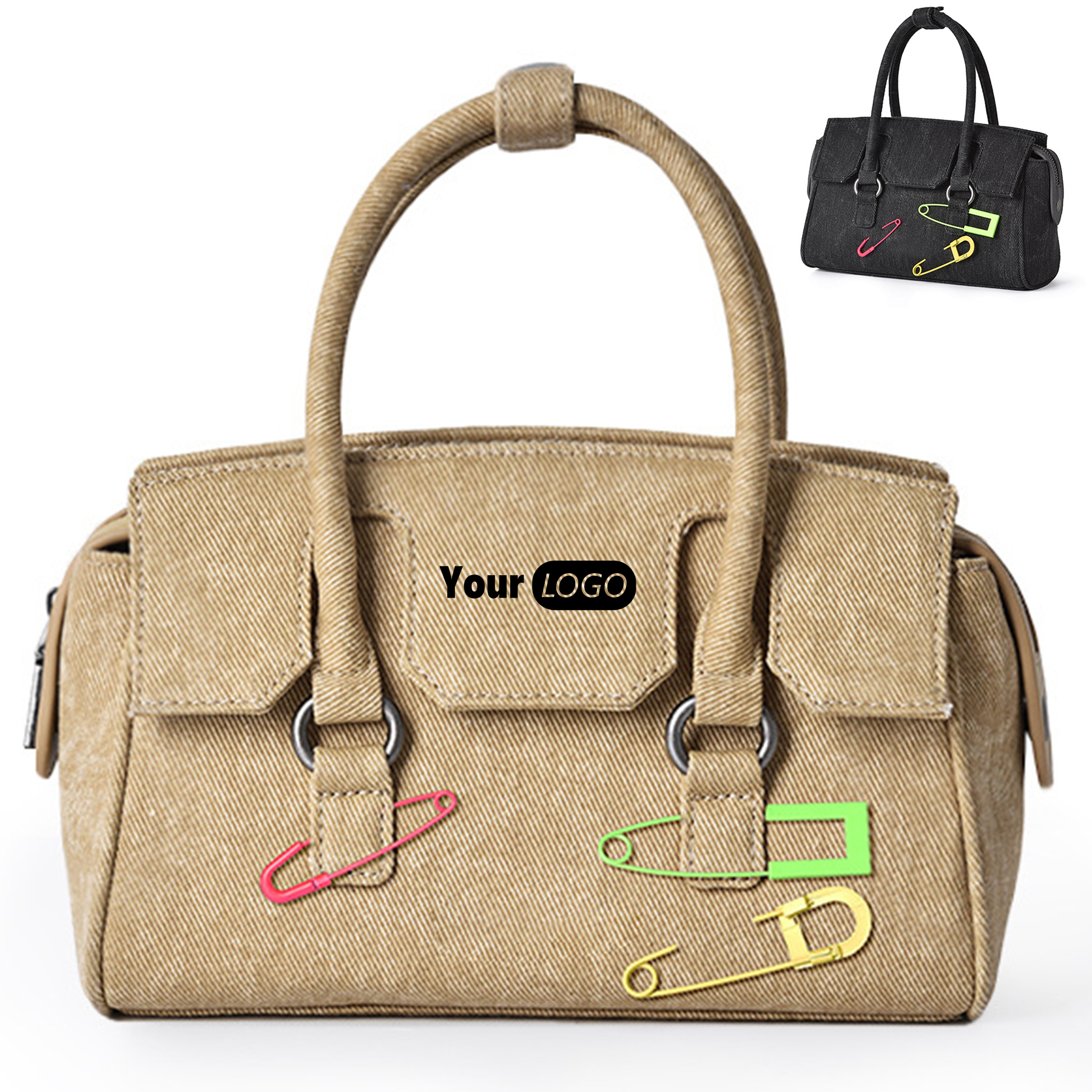 Denim Top Handle Handbag for Women 2