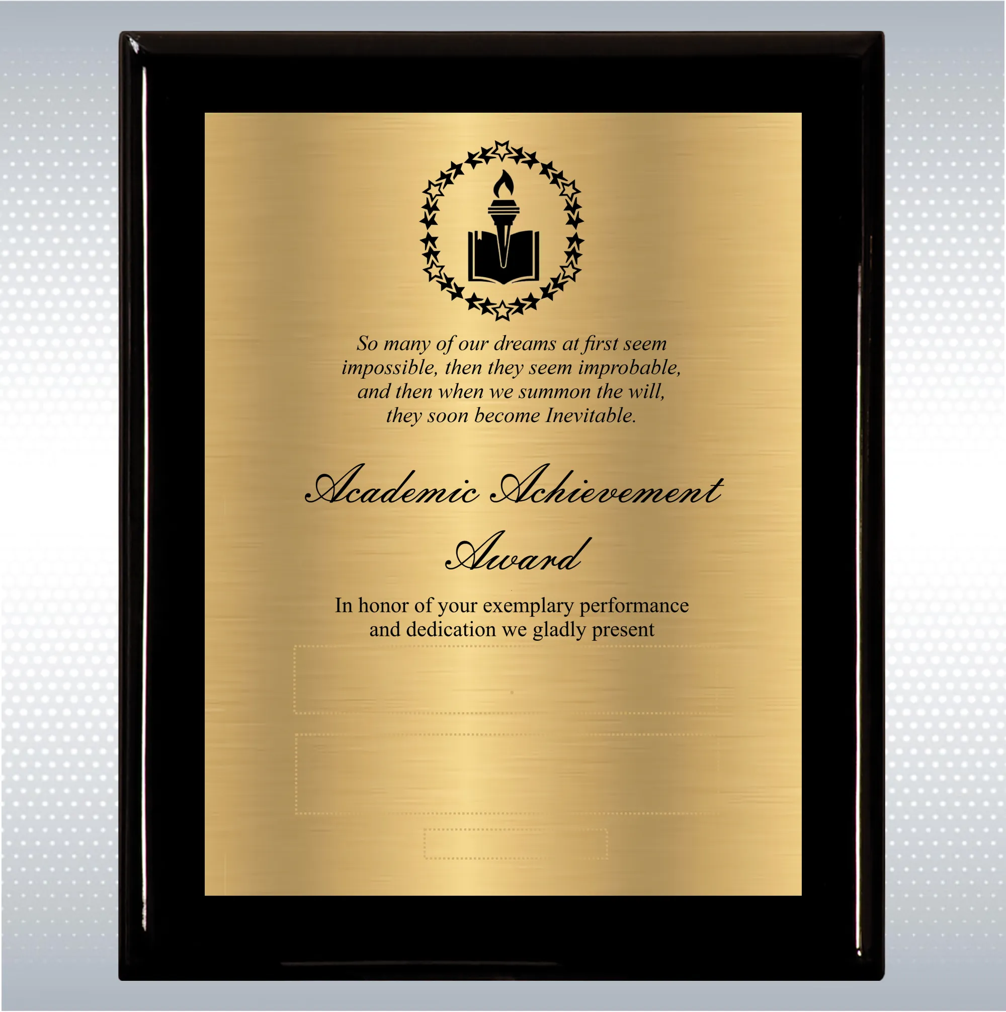 Black Piano Finish Wood Plaque Academic Achievement Gift 10