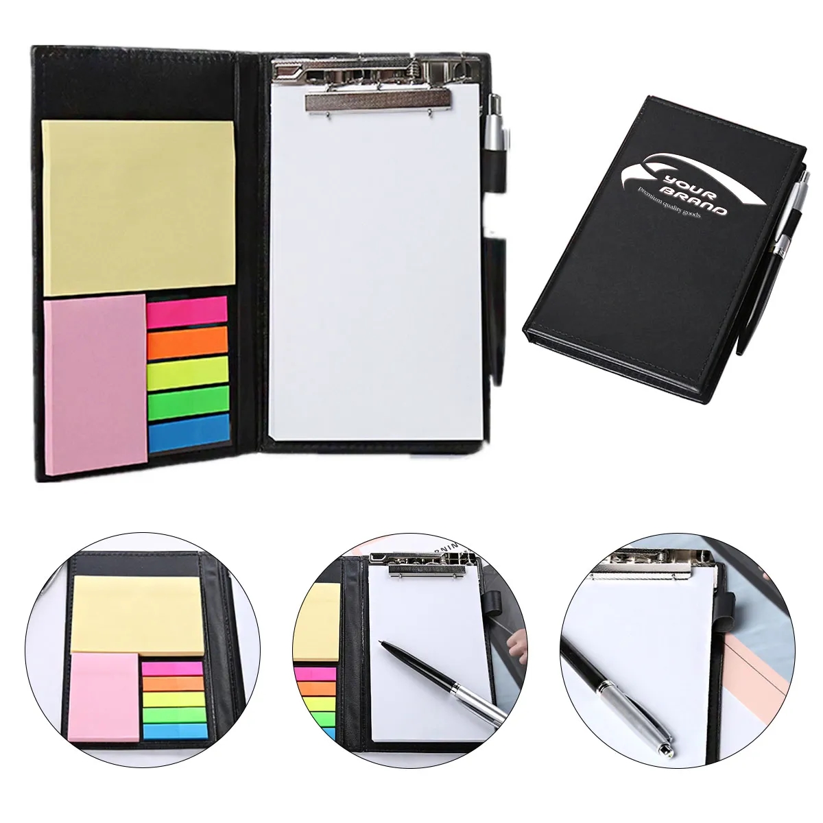Pen &Tear-Off Creative Sticky Notes PU Leather Cover 2