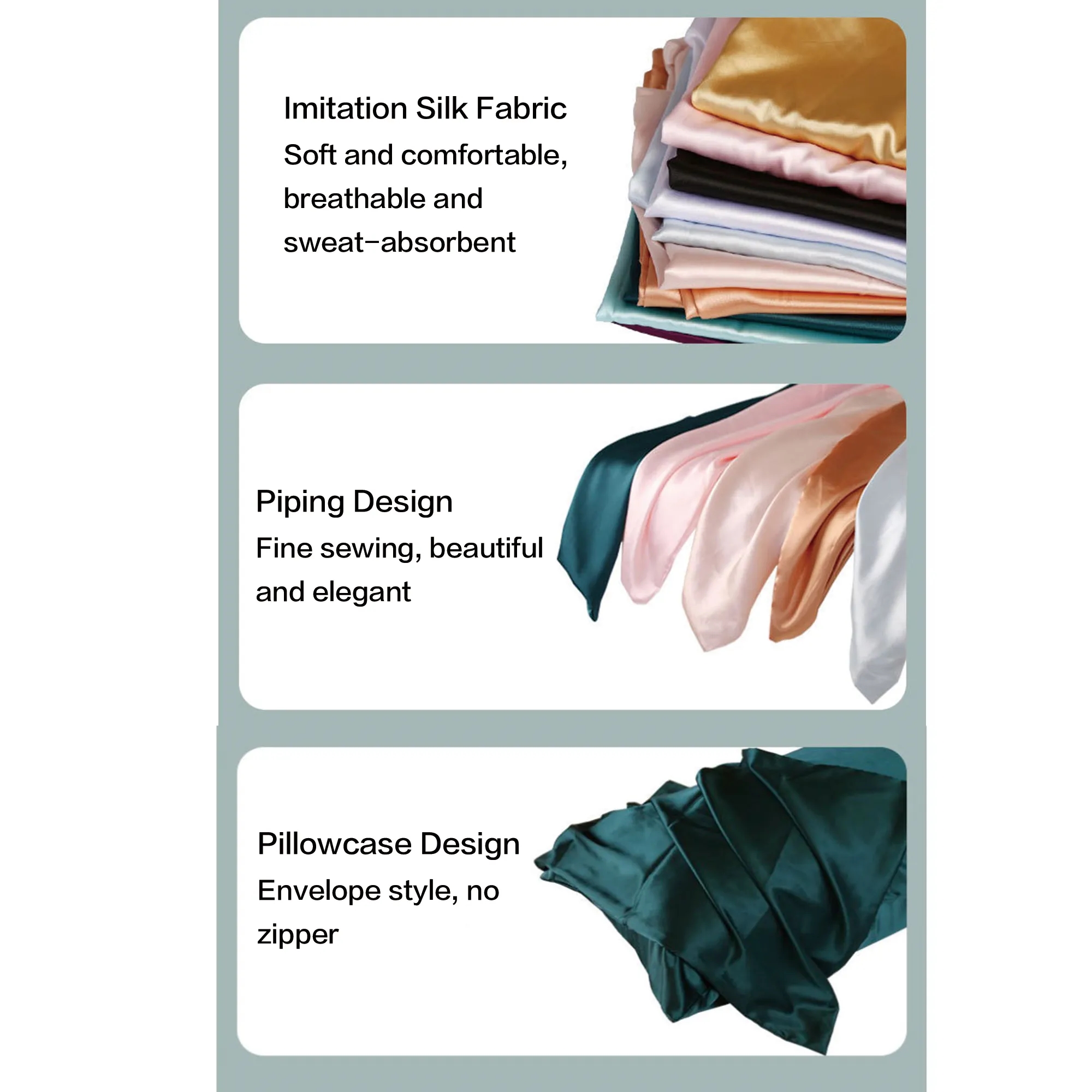 Faux Silk Solid Color Envelope Pillowcase 1