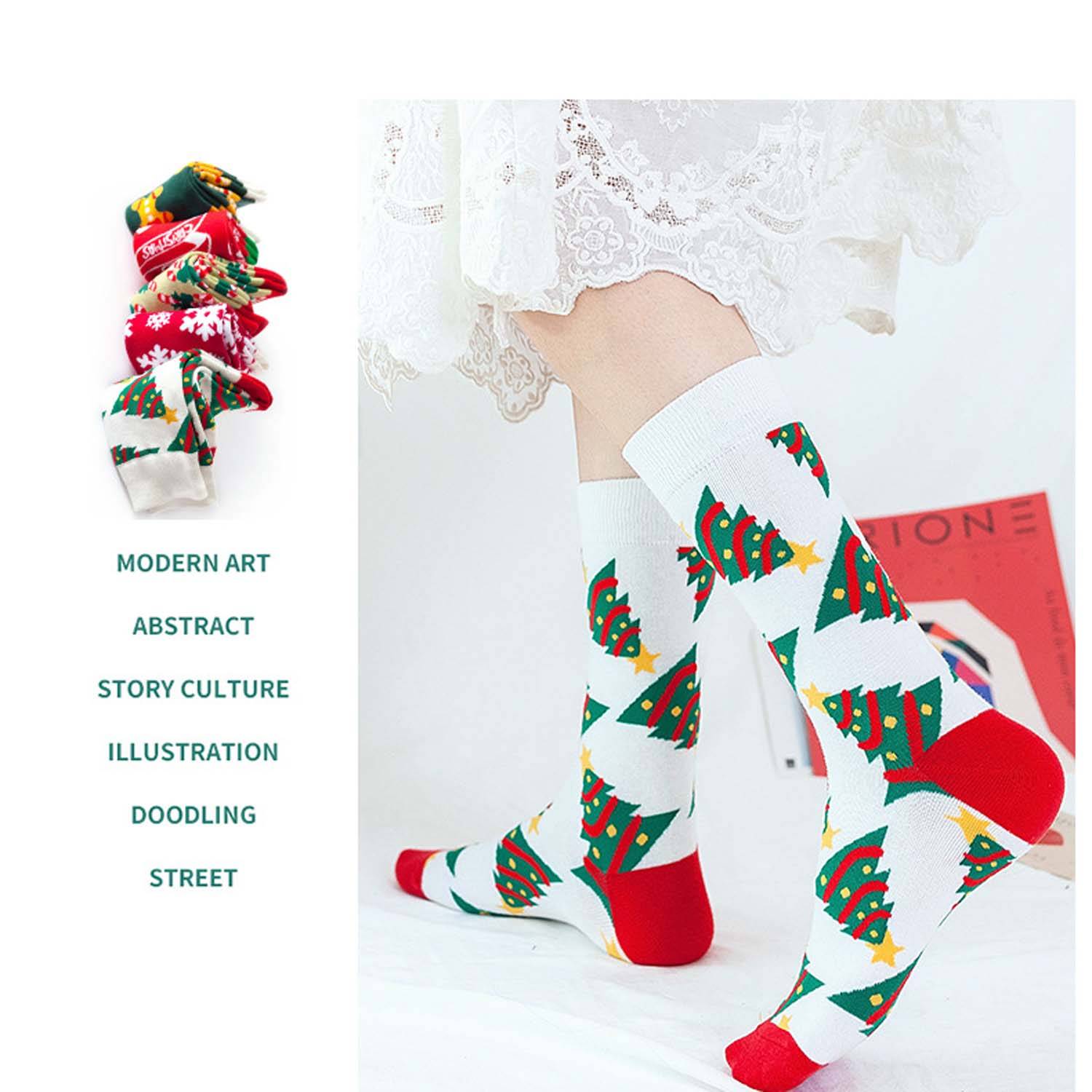 Autumn And Winter Fashion Mid Tube Christmas Socks 10