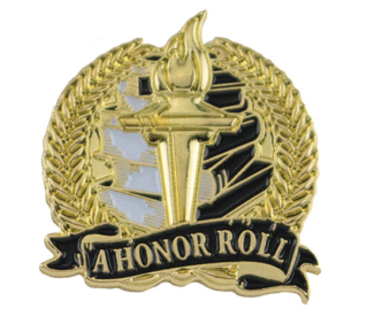 Academic Lapel Pin- A Honor Roll (1-1/8")