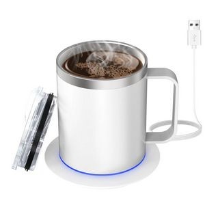 12oz Stainless Steel Smart Heated Coffee Mug Warmer Set 7
