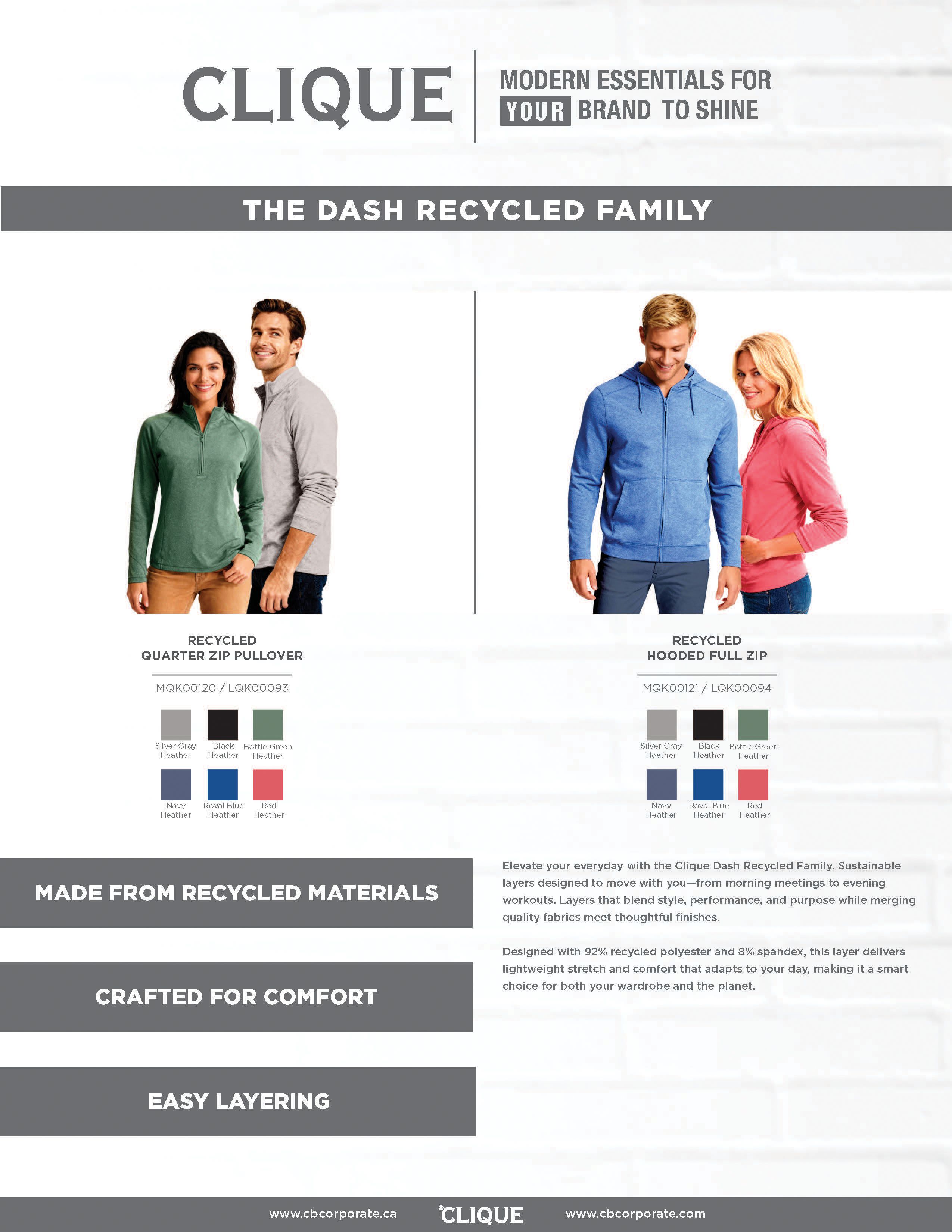 Clique Dash Recycled Mens Quarter Zip Sweatshirt 32